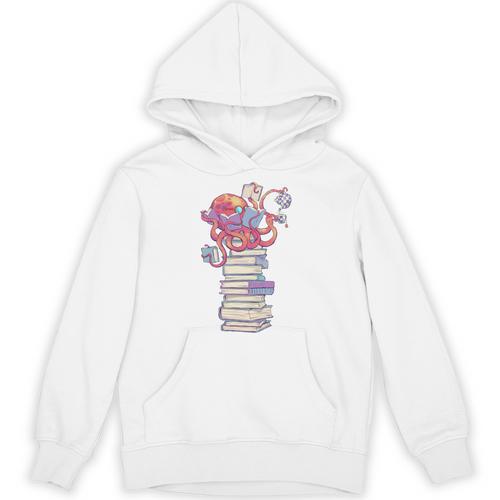 Cute Octopus Bookworm Fun Reading Tee For Book Lovers Unisex Hoodie - Bookorys