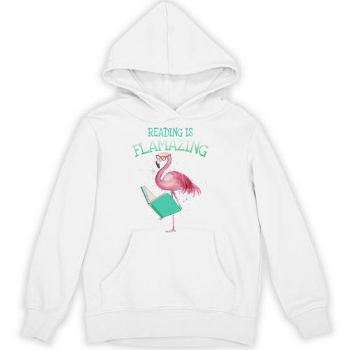 Cute Reading Is Flamazing Flamingo Book Lover Reader Unisex Hoodie - Bookorys AU