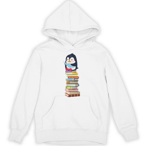Cute Reading Penguin Women's Tops Book Lovers Unisex Hoodie - Bookorys CA