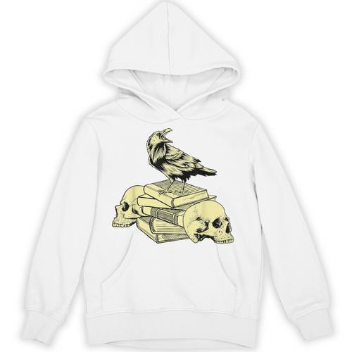 Dark Academia Aesthetic Raven Crow On Old Books Skull Goth Unisex Hoodie - Bookorys CA