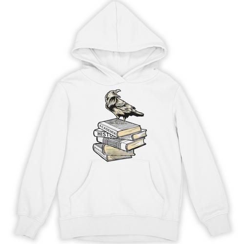 Dark Academia Aesthetic Raven Crow On Old Vintage Books Unisex Hoodie - Bookorys