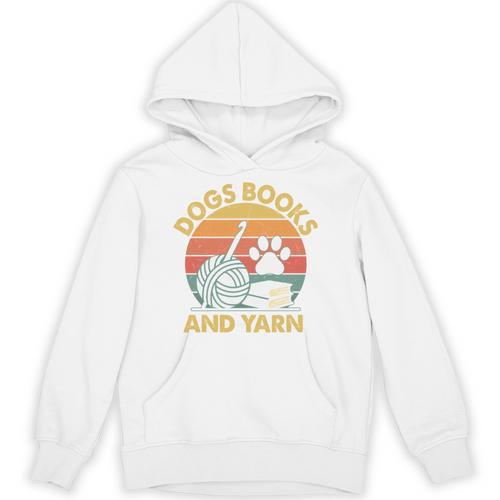 Dogs Books And Yarn Crocheting Retro Unisex Hoodie - Bookorys CA
