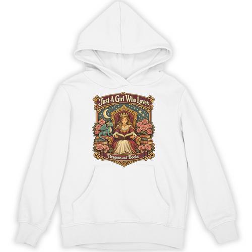 Dragon Reading Book Outfit Girls Dress Fantasy Reader Unisex Hoodie - Bookorys AU