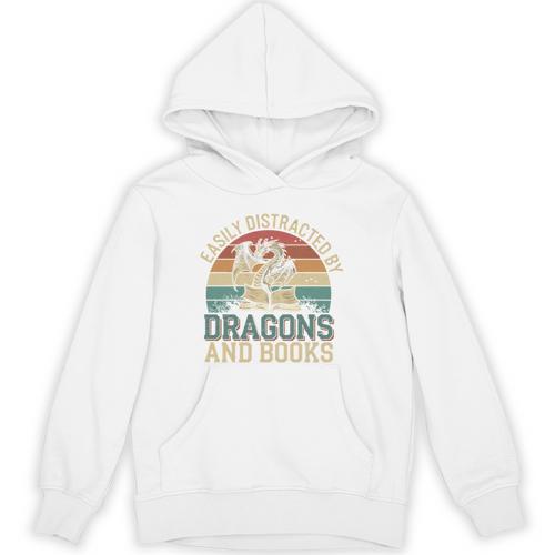 Easily Distracted By Books & Dragons Bookworm Reading Unisex Hoodie - Bookorys DE