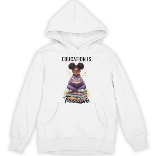 Education Is Freedom African American Girl Reading Book Unisex Hoodie - Bookorys AU