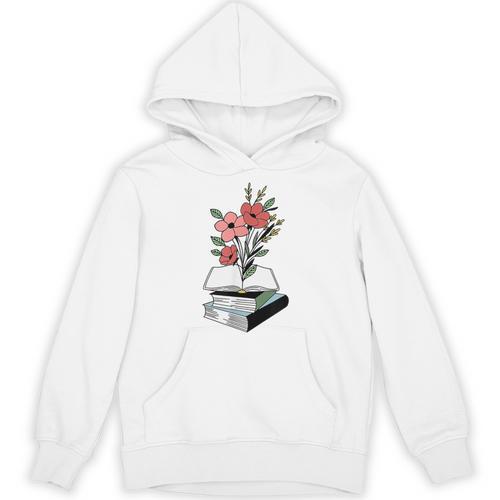 Floral Book Reader Fan For Reading Flower Books With Blooms Unisex Hoodie - Bookorys