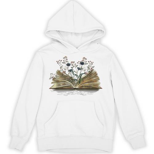 Floral Book Reading Books Flowers Growing From Book Unisex Hoodie - Bookorys UK
