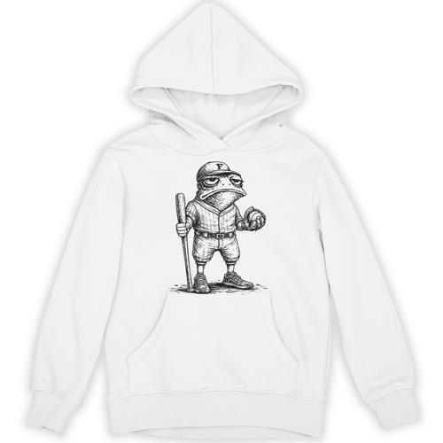 Frog Basketbal Men Women Grumpy Frog Playing Baseball Unisex Hoodie - Sportilla