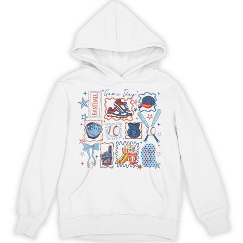 Game Day Baseball Lover Coquette Bow Girl Women Kid Mom Mama Unisex Hoodie - Sportilla