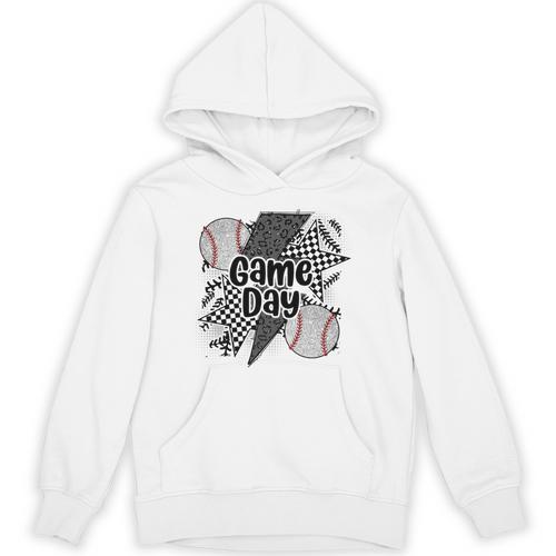 Game Day Baseball Retro Checkered Baseball Unisex Hoodie - Sportilla