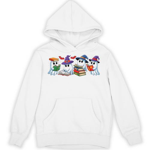 Ghost Book Reading Halloween Books Lover Teacher Kids Performance Unisex Hoodie - Bookorys CA