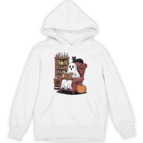 Ghost With Bookshelf Halloween Bookish Premium Tri-Blend Unisex Hoodie - Bookorys DE