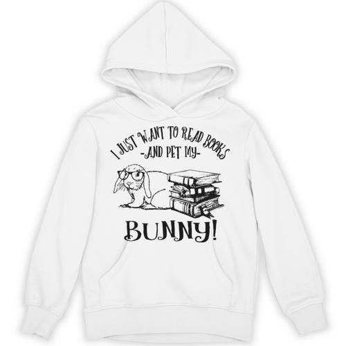 Girls Read Books Mini Holland Lop Bunny Rabbit Lover Unisex Hoodie - Bookorys UK