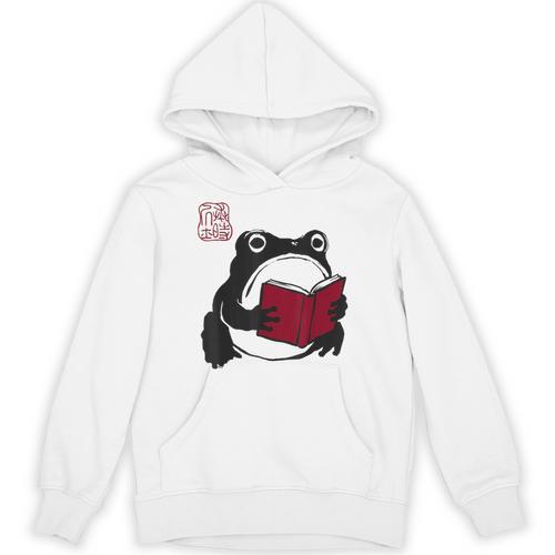 Grumpy Frog Book Lover Librarian Anime Japanese Unisex Hoodie - Bookorys DE