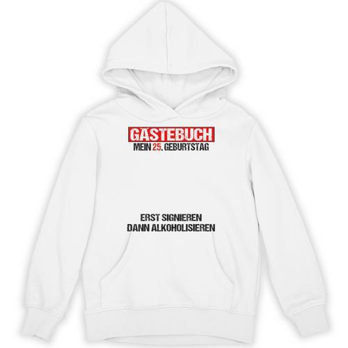 Guest Book 25th Birthday Man Woman 25th Birthday Decoration Unisex Hoodie - Bookorys
