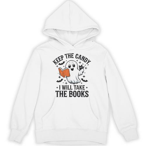 Halloween Keep The Candy I'Ll Take Books Ghost Book Lovers Unisex Hoodie - Bookorys