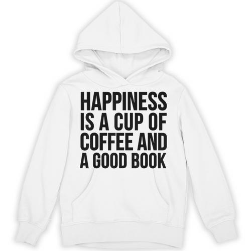 Happiness Is A Cup Of Coffee And A Good Book Reading Unisex Hoodie - Bookorys CA
