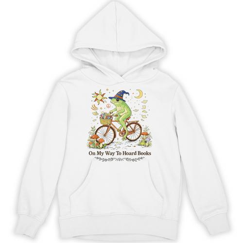 ON My Way To Hoard Books Cute Frog For Book Lovers Unisex Hoodie - Bookorys DE