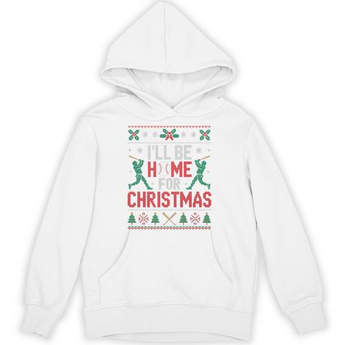 I’Ll Be Home For Christmas Baseball Ugly Sweater Art Unisex Hoodie - Sportilla