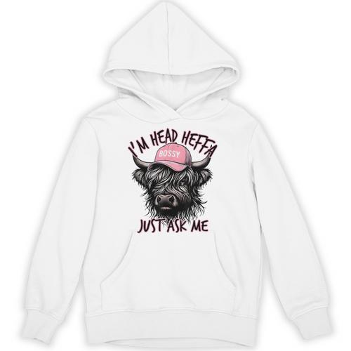 I'm Head Heffa Just Ask Me Bossy Highland Cow Baseball Cap Unisex Hoodie - Sportilla