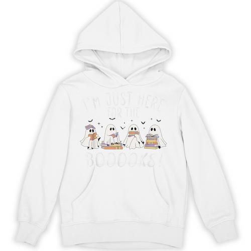 I'm Just Here For The Books Cute Halloween Ghost Reading Unisex Hoodie - Bookorys