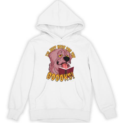 I'm Just Here ForThe BOOOKS Zombie Dog Reading a Book Men Women Kids Unisex Hoodie - Bookorys