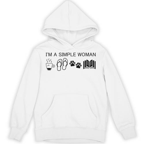 I'm A Simple Woman I Love Coffee Flip Flops Dog Books Unisex Hoodie - Bookorys