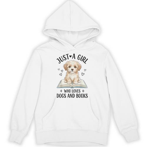 Just A Girl Who Loves Books And Dogs Puppy Pet Lover Unisex Hoodie - Bookorys UK