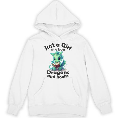 Just a Girl Who Loves Dragons And Books Dragon For Kids Unisex Hoodie - Bookorys AU