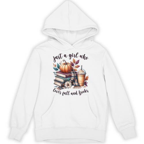Just a Girl Who Loves Fall And Books Pumpkin Spice Autumn Unisex Hoodie - Bookorys UK
