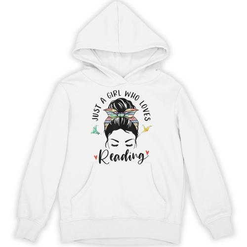 Just A Girl Who Loves Reading Hair Bun For Book Lover Unisex Hoodie - Bookorys UK