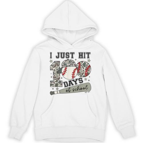I Just Hit 100 Days Of School Teacher Baseball Boys Kids Unisex Hoodie - Sportilla