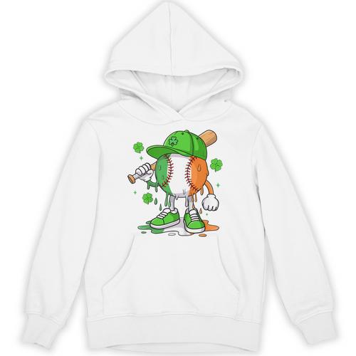 Kids Boys St Patricks Day Irish Flag Kids Baseball Ice Cream Drip Unisex Hoodie - Sportilla