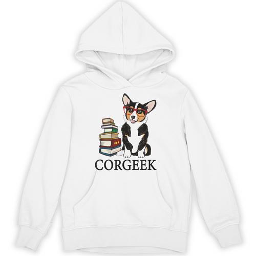 Kids Readng Corgeek Books Tricolor Corgi Lover Unisex Hoodie - Bookorys CA