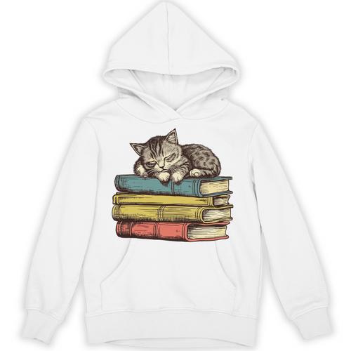 Librarian Cottagecore Aesthetic Cute Cat Book Reading Lover Unisex Hoodie - Bookorys