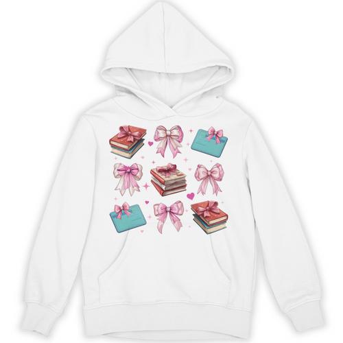 Librarian Library Books Girl Coquette Bow Pink Mom Unisex Hoodie - Bookorys AU