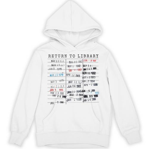Library Card Due Date Stamp Book Lover Reading Vintage Read Unisex Hoodie - Bookorys