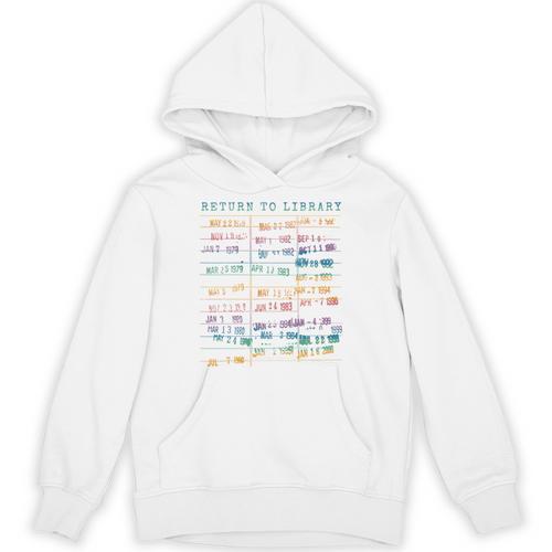 Library Card Vintage Book Due Date Bookish Rainbow Reading Unisex Hoodie - Bookorys CA