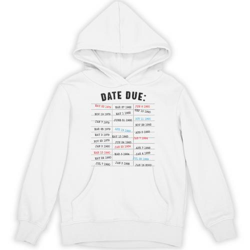 Library Due Date Stamp Card Librarian Book Reading Vintage Unisex Hoodie - Bookorys