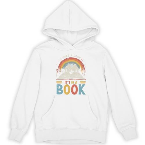 Take A Look It's In A Book Retro Reading Advocate Distressed Unisex Hoodie - Bookorys DE