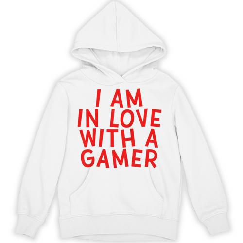 I Am In Love With A Gamer Cute Valentines Day Gamer Couple Raglan Baseball Tee Unisex Hoodie - Sportilla