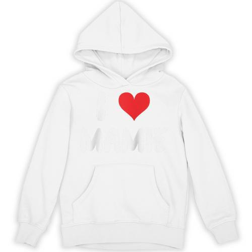 I Love Mamie Heart Grandma Grandmother Grandparent Raglan Baseball Tee Unisex Hoodie - Sportilla