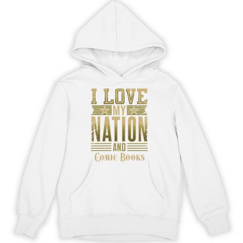 I Love My Nation And Comic Books – Patriotic American Premium Tri-Blend Unisex Hoodie - Bookorys DE