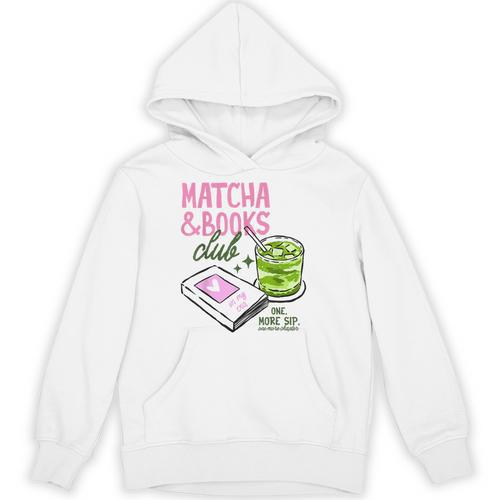 Matcha & Books Club Green Tea Latte Lovers Unisex Hoodie - Bookorys