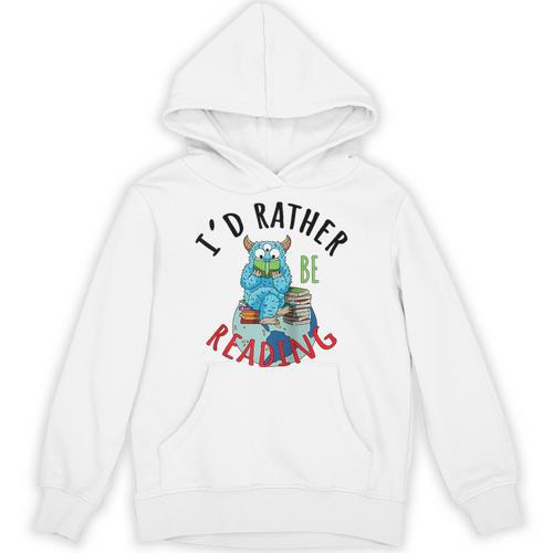Monster Love Reading Animal Book Lover I'd Rather Be Reading Raglan Baseball Tee Unisex Hoodie - Bookorys