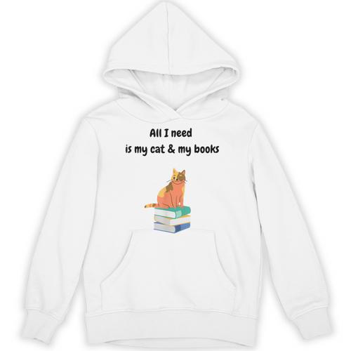 All I Need Is My Cat & Books Unisex Hoodie - Bookorys AU