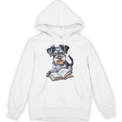 Nerdy Schnauzer Dog Book Lover Glasses Cute Pet For Men Women Kids Unisex Hoodie - Bookorys CA