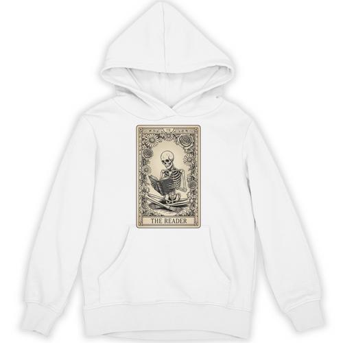 Occult Reader Tarot Card Book Lover Skeleton Reading Unisex Hoodie - Bookorys CA