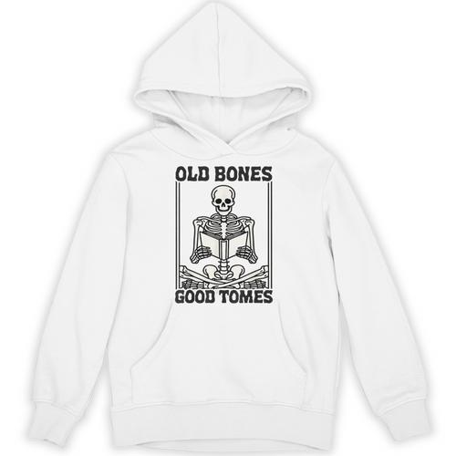 Old Bones Good Tomes Skeleton Reading Bookworm Book Lovers Unisex Hoodie - Bookorys UK