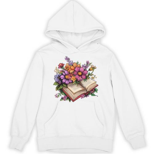 Open Book With Colorful Flowers For Readers Unisex Hoodie - Bookorys